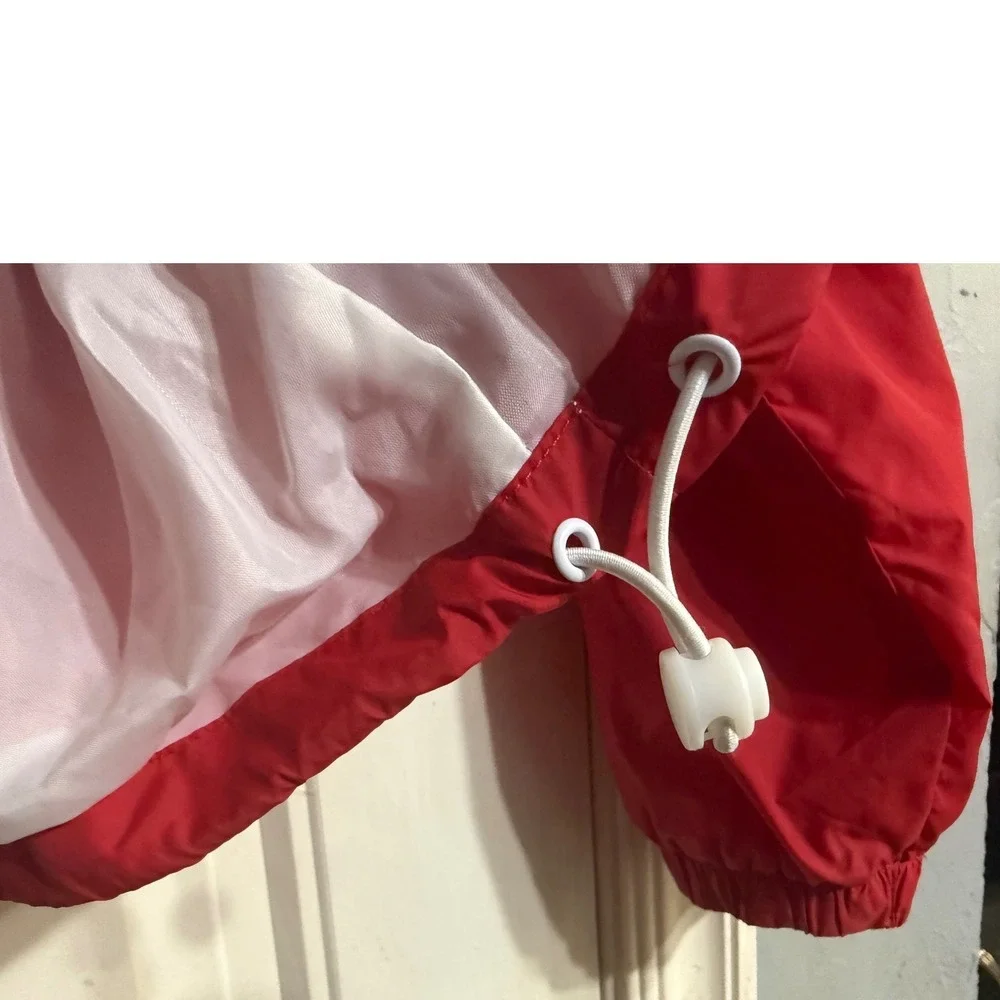 GARAGE Color Block‎ Windbreaker Jacket Hooded Red White Black Lightweight Women